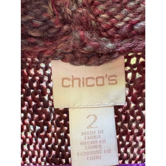 Chico's Women's Size .2 Faux Fur Collar L Brown Tan Tones Cardigan Sweater (NEW) - Picture 7 of 12